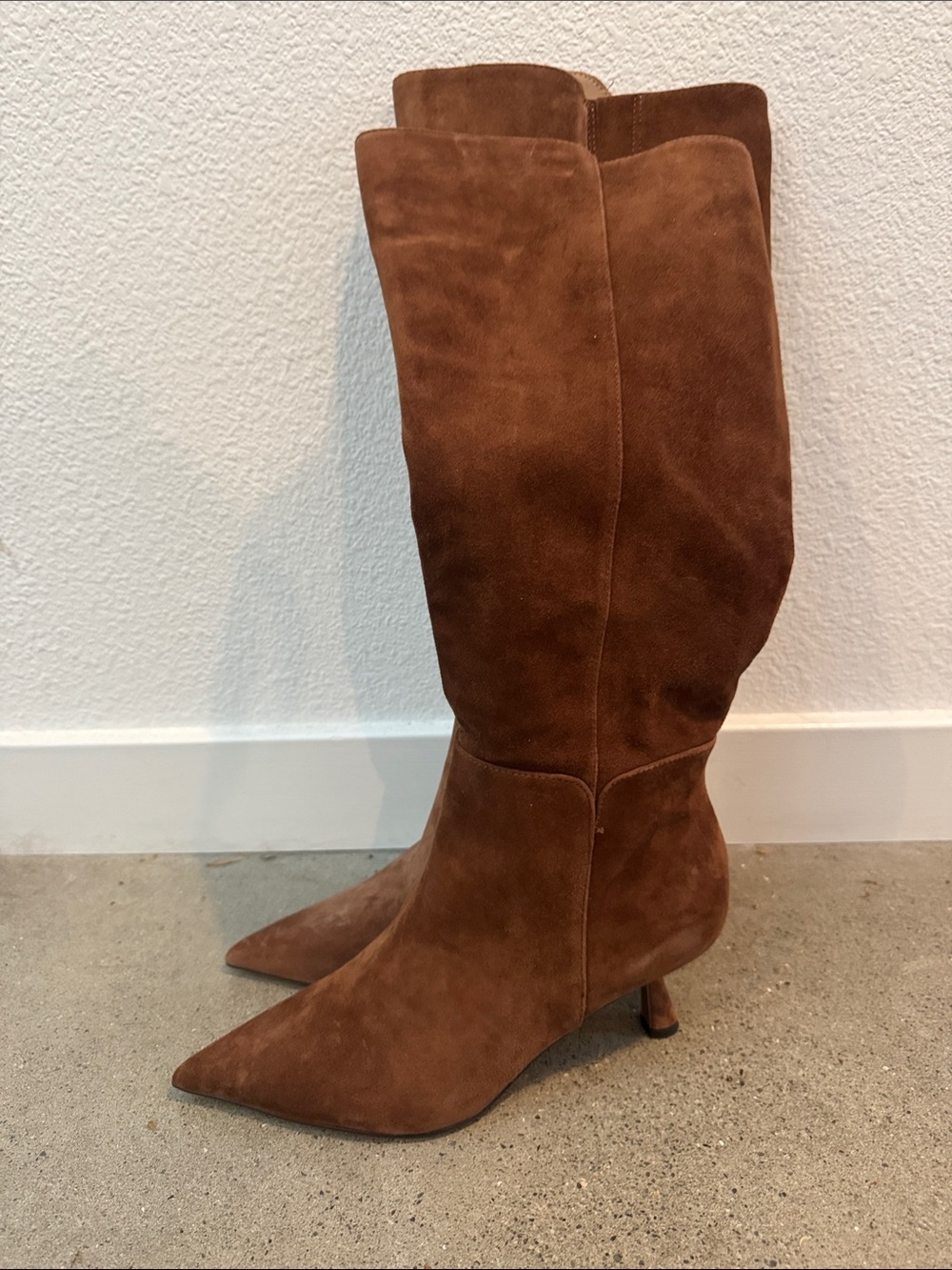 Sam Edelman Pointed-Toe Knee High Suede Boots in Brown